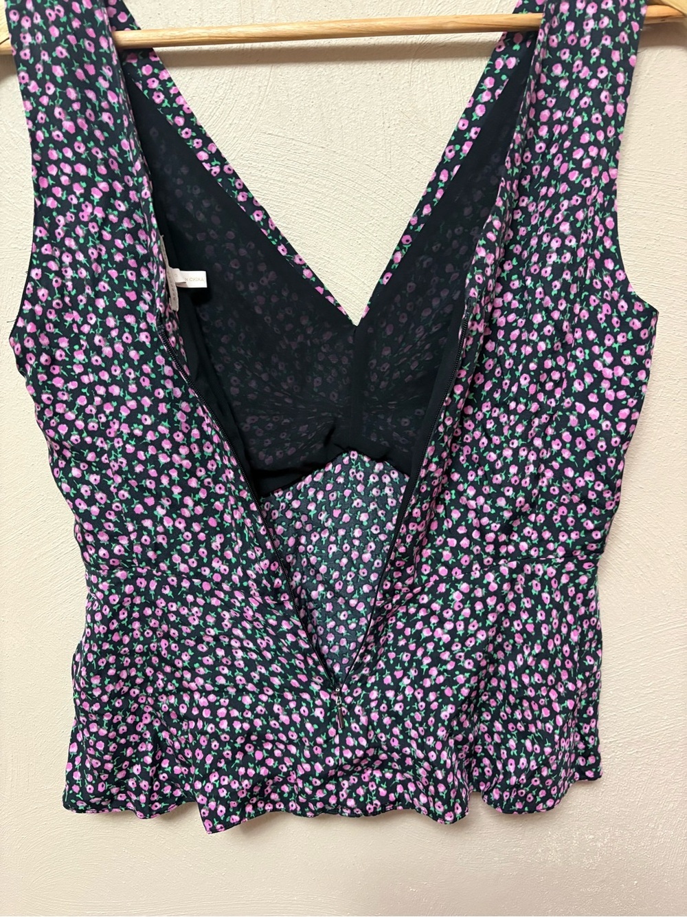 Rebecca Taylor Wild Rose Silk Blend Peplum Sleeveless Twist Detail Blouse Size 6 - Picture 8 of 11
